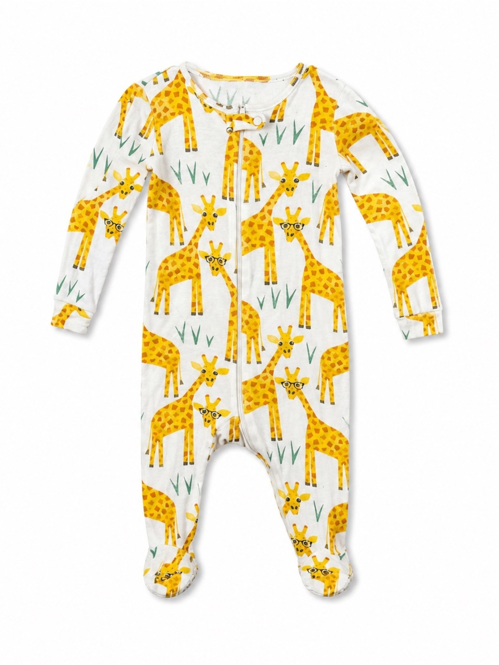 Place Yellow Giraffe Print Footed One-Piece